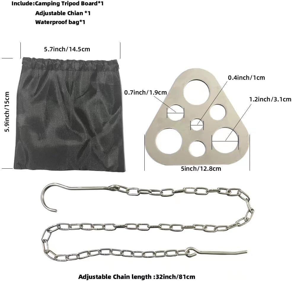 Stainless Steel Campfire Tripod Branch Adapter