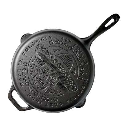 Victoria 12-Inch La Calaca Day of the Dead Cast Iron Skillet