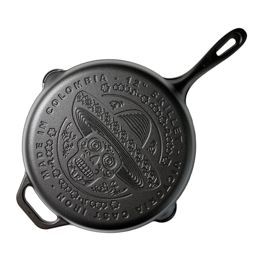 Victoria 12-Inch La Calaca Day of the Dead Cast Iron Skillet