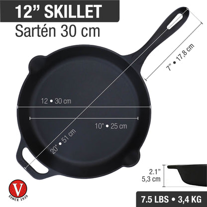 Victoria 12-Inch La Calaca Day of the Dead Cast Iron Skillet